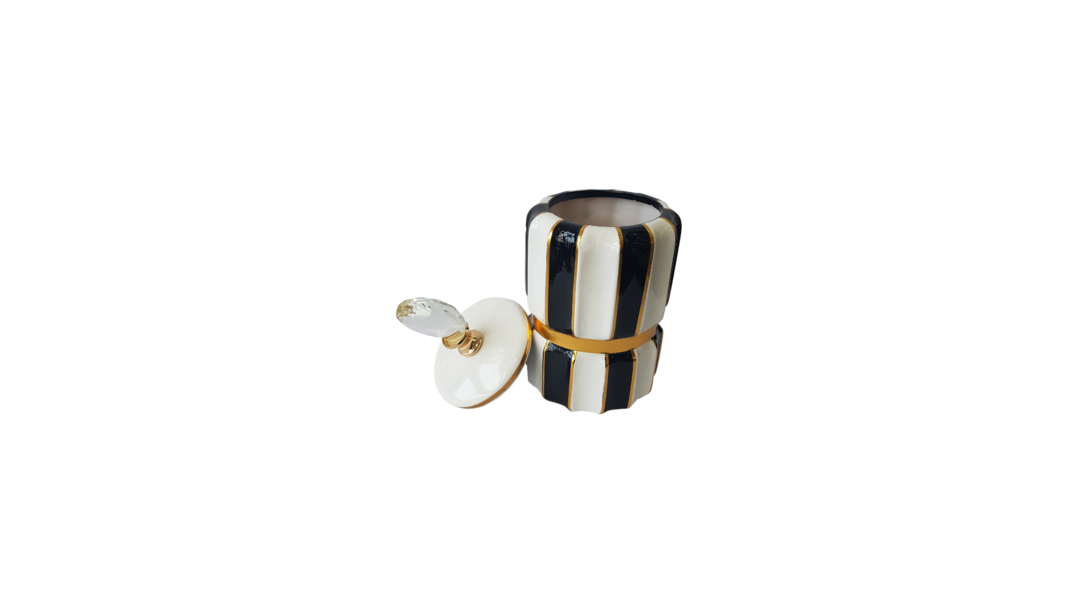 LUXE BOLD STRIPED VASE WITH LID image 1